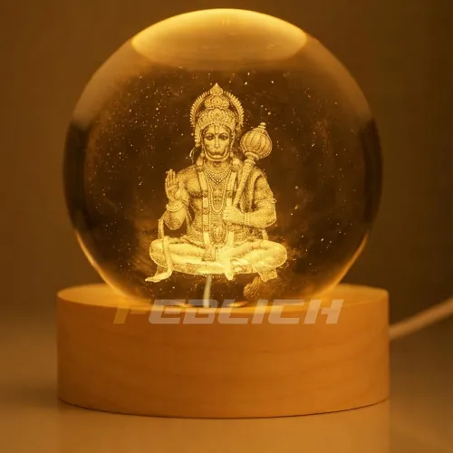Image of 3D Hanuman Crystal Ball Night Lamp, Solar System Hanuman Crystal Ball Night