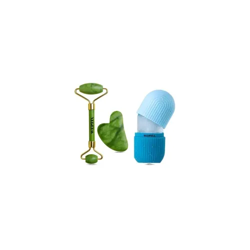 Image of 3D Manual Roller Face Body Massager With And Anti Aging 100% Natural Jade Stone Roller Msagger With Gua Sha Tools for Fa