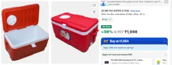 3D METRO SUPER STORE 50ltr Ice Box Insulated Chiller (Red, 50 L)