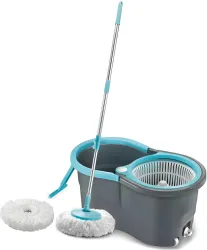 3D METRO SUPER STORE Gamma Microfiber Twin Bucket Spin Mop Set