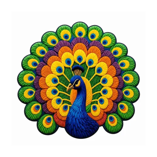 Image of 3D Peacock & Floral Door Mat