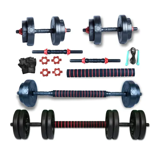 Image of 3-in-1 15kg Adjustable Dumbbell Set with Rope & Gloves