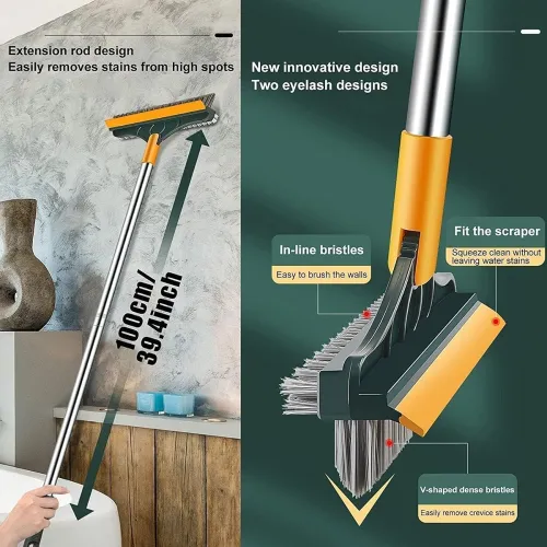 Image of 3-in-1 Bathroom Toilet Cleaning Brush with Wiper