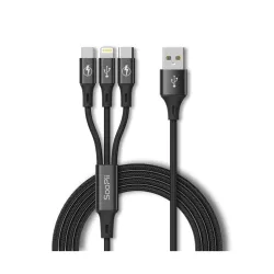 3 in 1 Apple iPhone Micro and Type C Fast Charging Data Cable (Black)