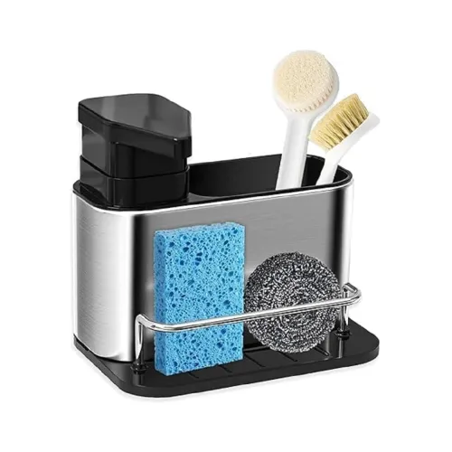 Image of 3in1 Kitchen Sink Caddy with Soap Dispenser & Sponge Holder
