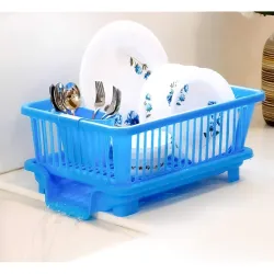 3 in 1 Durable Sink Plastic Dish Rack Utensil Drainer Drying Basket for Kitchen with draining Tray After wash Tool Cutle