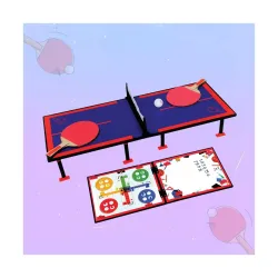 3-in-1 My First Ping Pong |80cm Table Tennis Trainer, Ludo & White Board |Indoor Tabletop Game for Family|Fun Learning & Educational Writing Board|Toy Gift Game for Kids 3+ Year & Adults