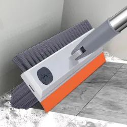3 in 1 Toilet Bathroom Cleaning Brush with Wiper and Long Handle - 180° Rotate Floor Scrub Brush for Tiles, Wall, Toilet Corners, Glass & Home Kitchen Bathroom Accessories