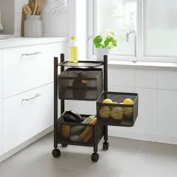 3-Layer Revolving Square Storage Trolley