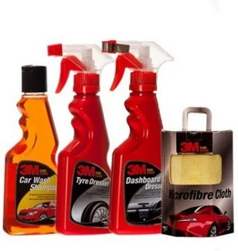 Image of 3M Combo of Shampoo (250 ml), Tyre Dresser (250 ml), Dashboard (250 ml) and Cloth