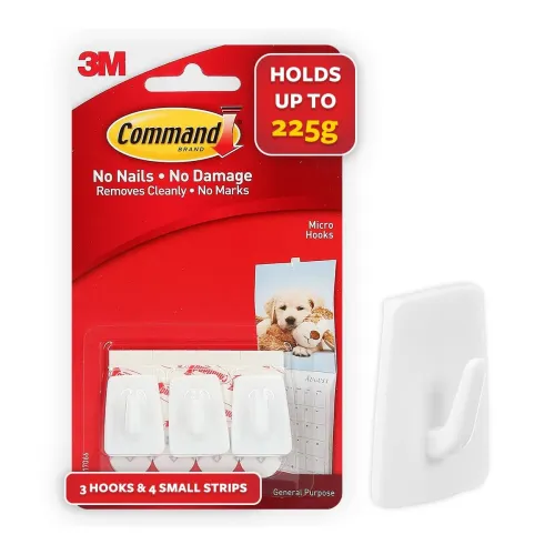 Image of 3M Command Micro Wall Hooks, 3 Hooks
