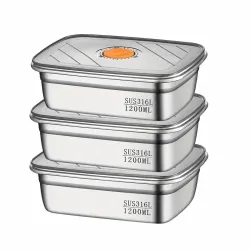 (3PCS -1200ml Stainless Steel Food Storage Containers 