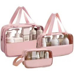 3-Piece Clear Makeup Organizer Bag & Wash Bag Set for Women