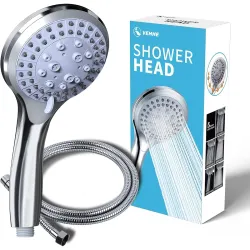 Hand Shower Rain Shower Pressure Increasing 4-Function Hand Shower Shower Head with 1.5 m Heavy Stainless Steel Metal Hose and & Wall Hook for Bathing and Spa (White Finish)