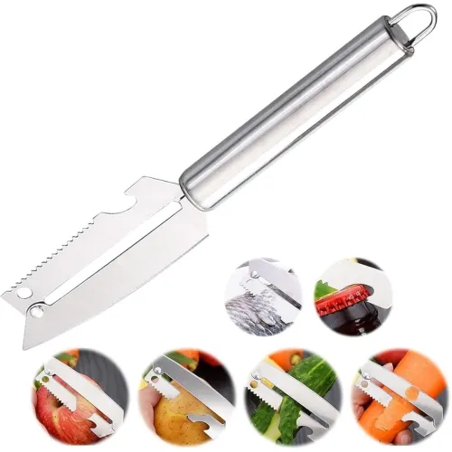 Image of 4-in-1 Stainless Steel Vegetable Peeler Knife Bottle Opener Tool