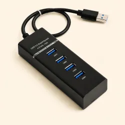 Portable 4-in-1 USB-C & USB-A Hub, USB 3.0 5Gbps High-Speed Data Hub, 3 USB 2.0 Ports, Aluminum Build, Smart Chip, Plug & Play, Multiport USB Adapter for Laptop, Desktop, Keyboard & Mouse (B...
