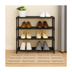 4 Tier Foldable & Stackable Shoe Rack Organizer for Home Storage 