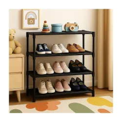 4 Tier Shoe Rack with Shelf, Folding Shoe Rack for Bedroom, Living Room,Entryway,Footwear Stand for Home