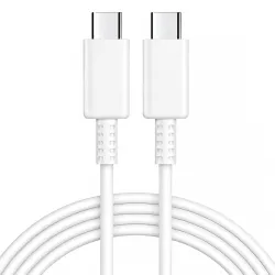 45W Type C to Type C Cable 1 Meter compatible with Samsung Galaxy S25 Ultra, S24 Ultra, S23 Series, A55, A35, Z Fold and Z Flip, USB-C (White)