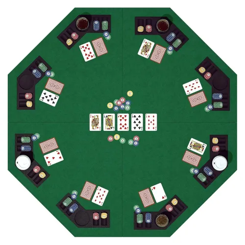 Image of 48 Inch Foldable Poker Table Top Octagon with Chips Tray & Cup Holders