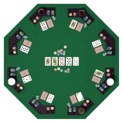48 Inch Foldable Poker Table Top Octagon with Chips Tray & Cup Holders