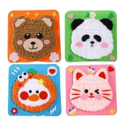 4Pcs Creative Sewing Kit for Kids Hand Embroidery Kit for Beginners with Cute Animal Designs
