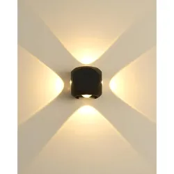 4-Way Warm White Decorative Lamp | 4W LED Up Down Wall Light | IP65 Waterproof & Shockproof Aluminium Body | Elegant Indoor & Outdoor Wall Sconce for Home Decoration