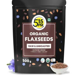 5:15PM 100% Certified Organic Flax Seeds 500g | Raw & Unroasted Flax Seeds for eating (Pack of 1)