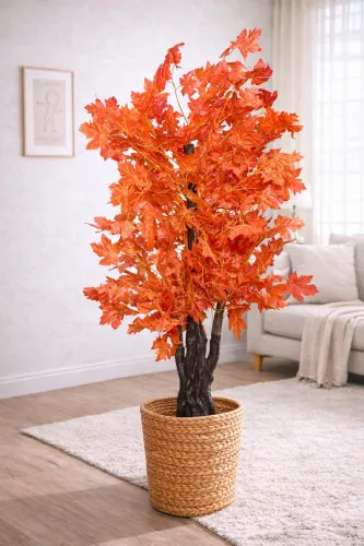 Image of 5 Feet Artificial Red Maple Tree For Home Decor Office Decor Hotel Decoration 