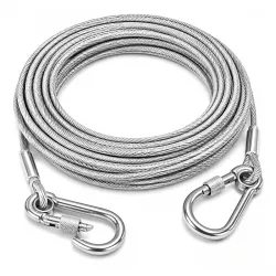 5 Metre Stainless Steel Clothesline Rope with Carabiner Hooks