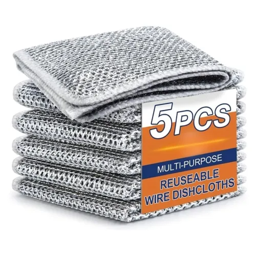 Image of (5 Pack) Non-Scratch Dish Wash Cloth, Steel Wire Dish Cloth