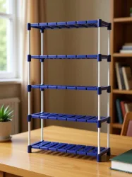 Novatic 5-Tier Multipurpose Kitchen Storage Rack, Book Stand, Floating Wall Shelves Iron, Plastic Wall Shelf (Number of Shelves - 5, Blue)