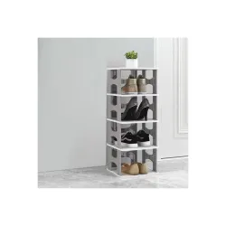5 Tier Shoe Rack, Shoe Racks for Closet, Free-Combination Narrow Shoe Storage Organizer for Bedroom & Entryway, Space Saver Stackable Shoe Shelf,Grey (1 Pcs of 5 Tier, Polypropylene)