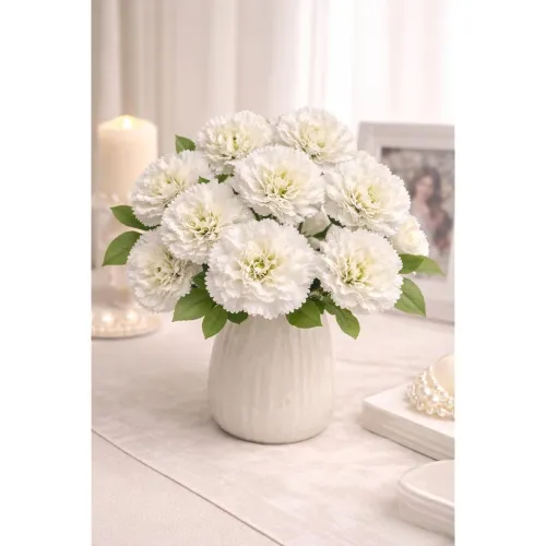 Image of 50 Pcs White Carnation Artificial Flowers