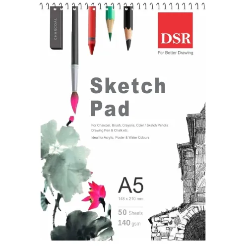 Image of Eclet 50 Sheet A5 Sketchbook Pack of 1-5.8 x 8.3 Inch 140 GSM| Top Spiral-Bound Sketchpad for Artists | Sketching and Dr
