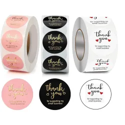 500 Pcs Watercolor Thank You Stickers, Round Thank You Adhesive Sticker