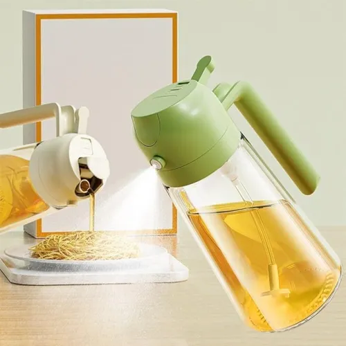 Image of 500ml 2 in 1 Glass Oil Sprayer and Dispenser Bottle