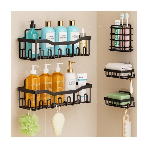 Image of 5-in-1 Self Adhesive Bathroom Organizer 