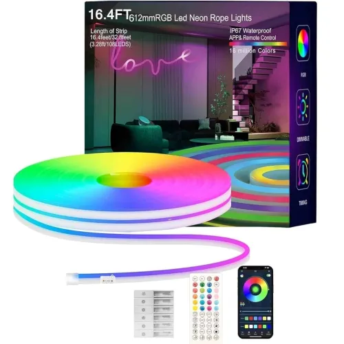 Image of 5 Meter Smart RGBIC Neon Strip Lights with App & Remote Control