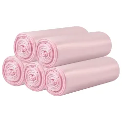 5 Rolls Small Trash Bags - 100 Counts Clear 4 Gallon Small Garbage Bags for home office kitchen Trash Can Bathroom Bedroom（Pink）