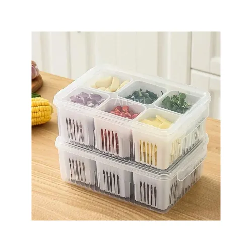 Image of 6 in 1 Fridge Storage Boxes Freezer Storage Containers Pack Of 2