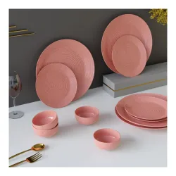 The Earth Store 12-Piece Ceramic Dinner Set Spiral Pink