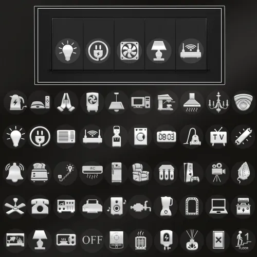 Image of 600 Silver Glow Embossed Switch Board Stickers 