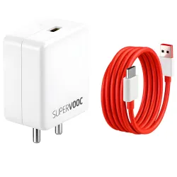65W SUPERVOOC Charger with Type-C Cable | Ultra-Fast Charging 65 watt for OnePlus, Realme & Oppo | Supports Warp, Dart, Dash & SuperDart (65w Charger + Cable)