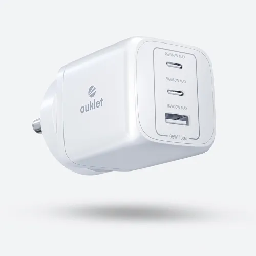 Image of 65W GaN Fast Wall Charger, with PD & PPS Support, USB 2C, 1A Port, BIS Certified, Compatible with All iPhones, iPads, Ma