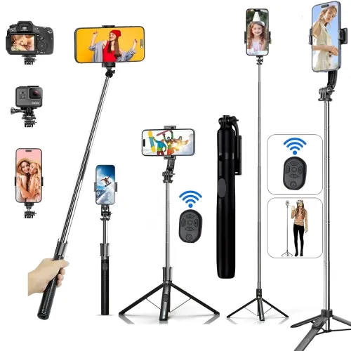 Image of 67-Inch Extendable Bluetooth Selfie Stick Tripod