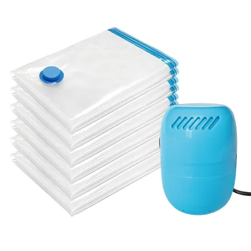 Image of Polyethylene 6 Large Vacuum Storage Bags With Electric Pump, Space Saver Bags With Pump, Storage Vacuum Sealed Bags For 