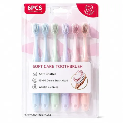 Image of 6-Piece Soft Bristle Adult Toothbrush Set
