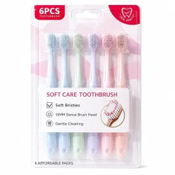 6-Piece Soft Bristle Adult Toothbrush Set