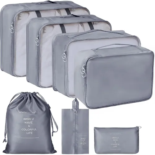 Image of 7-in-1 Travel Packing Cubes Organizer Set With Shoe Laundry Bags